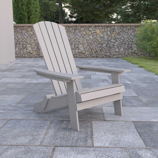 Flash Furniture All-Weather Folding Adirondack Chair in Gray JJ-C14505-GY-GG